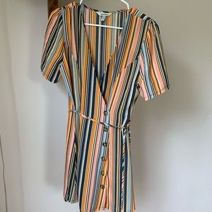 Speechless striped wrap dress